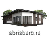 K1166-116 Проект одноэтажного дома с террасой и плоской крышей в стиле хай-тек общей площадью 116,34 м2