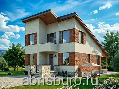 K1179-127 Проект двухэтажного дома с террасой и односкатной наклонной кровлей общей площадью 126,8 м2