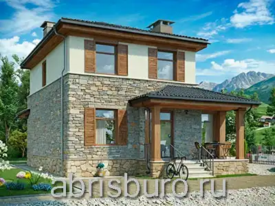 K1180-128 Проект двухэтажного коттеджа с террасой общей площадью 127,5 м2