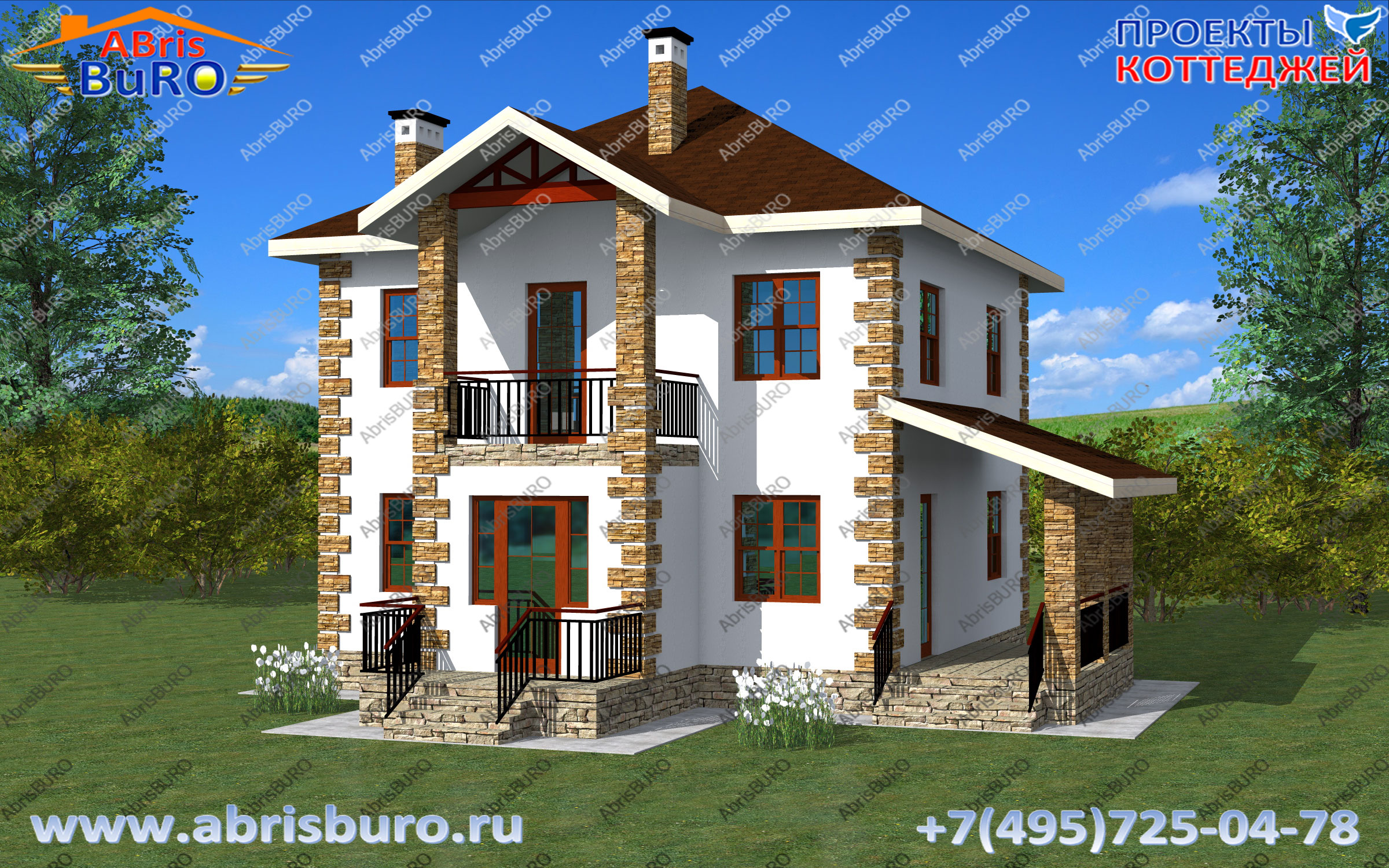 Проект небольшого 2-х этажного коттеджа K1188-124 на сайте www.abrisburo.ru. 