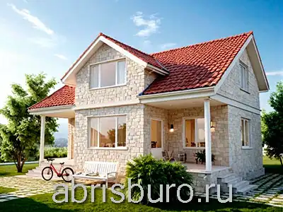 K1225-127 Проект двухэтажного мансардного коттеджа с тремя спальнями и двухскатной (щипцовой) крышей общей площадью 126,93 кв.м2 и габаритными размерами 10,54 х 9,94 метров