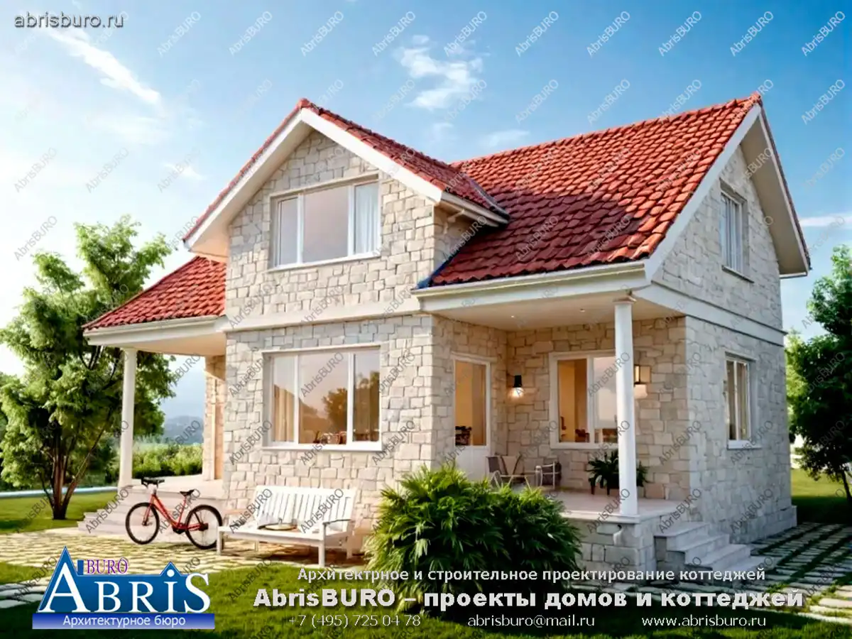 K1225-127 Проект коттеджа со вторым мансардным этажом из газобетонных блоков