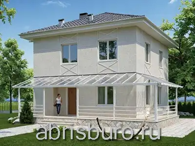 K1235-117 Проект двухэтажного коттеджа с 4 спальнями и террасой общей площадью 117,38 м2 и габаритными размерами 9,03 х 9,03 метров.