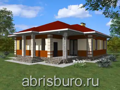 K1245-136 Проект одноэтажного дома с тремя спальнями, террасой и вальмовой крышей из газобетонных блоков общей площадью 136,5 м2 и габаритными размерами 13,0 х 13,0 метров