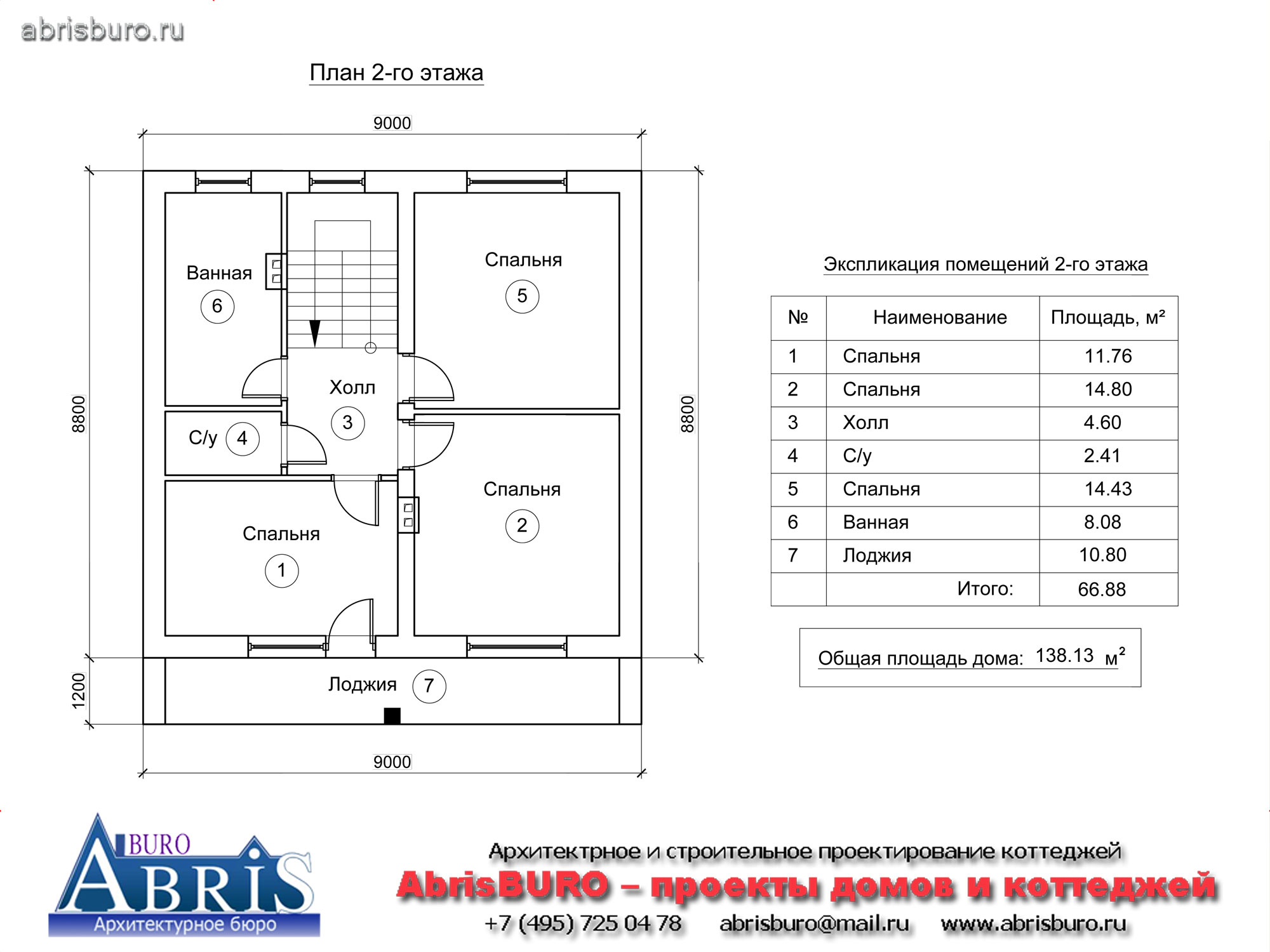 План 2-го этажа коттеджа