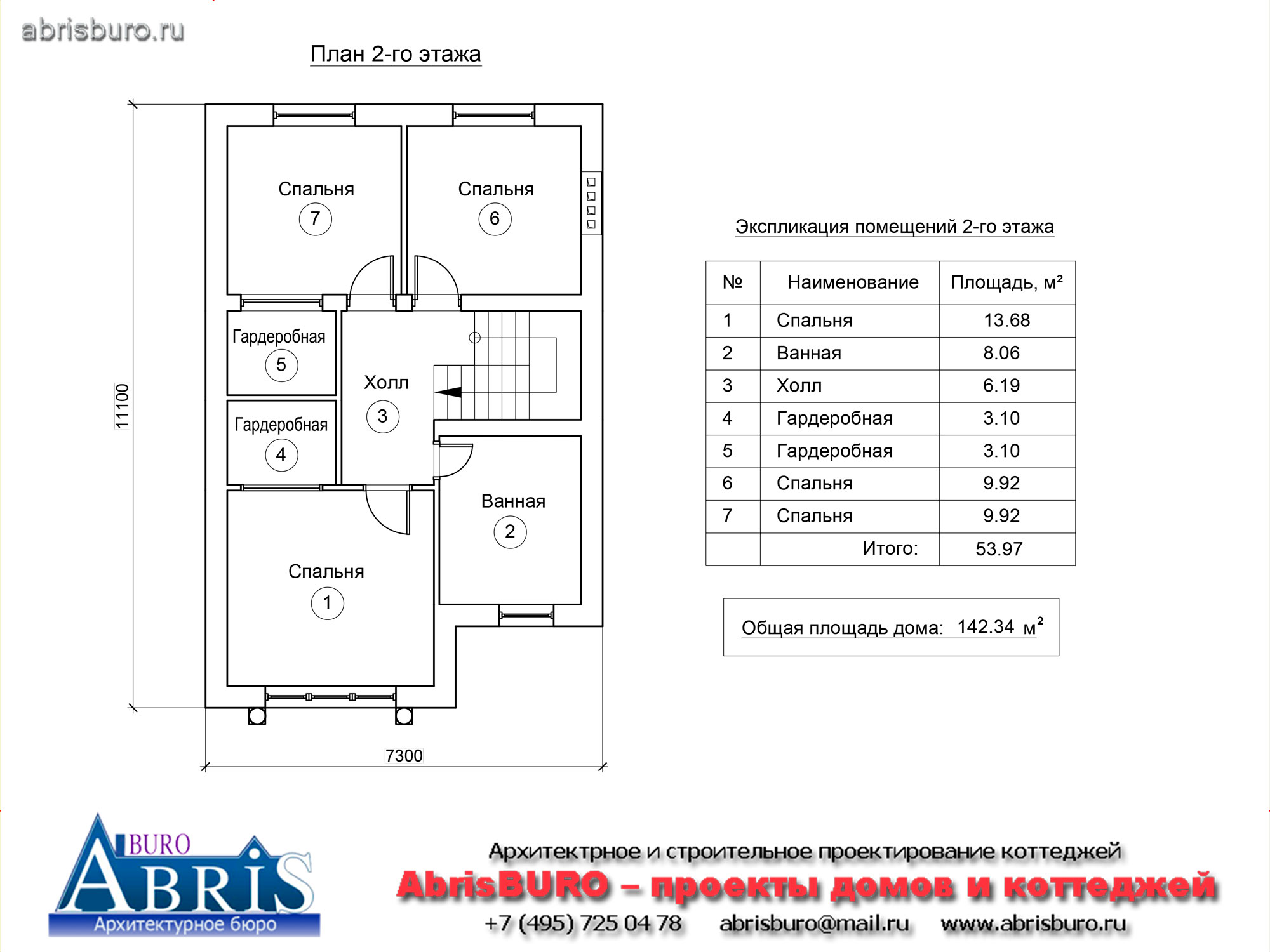 План 2-го этажа коттеджа