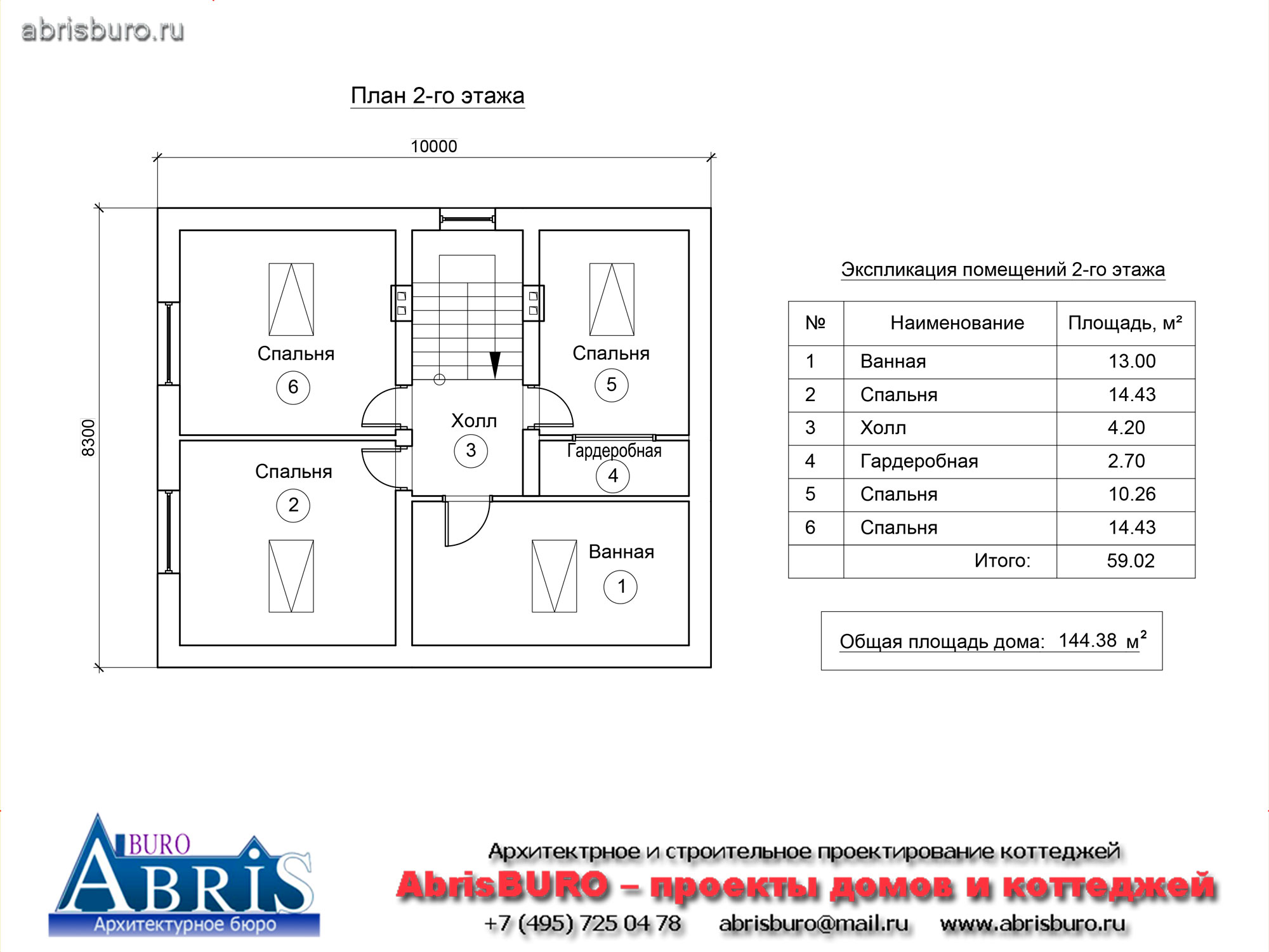 План 2-го этажа коттеджа