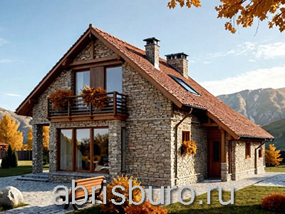 Проект мансардного коттеджа K1264-141 с эркером, балконом, террасой и 4 спальнями