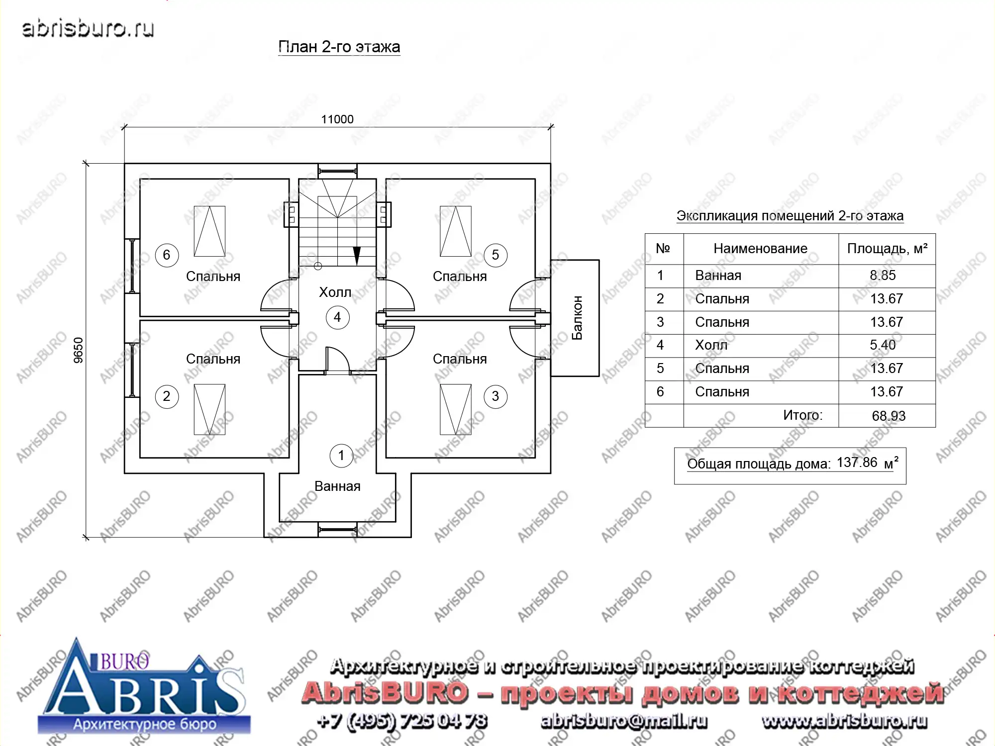 План 2-го этажа коттеджа