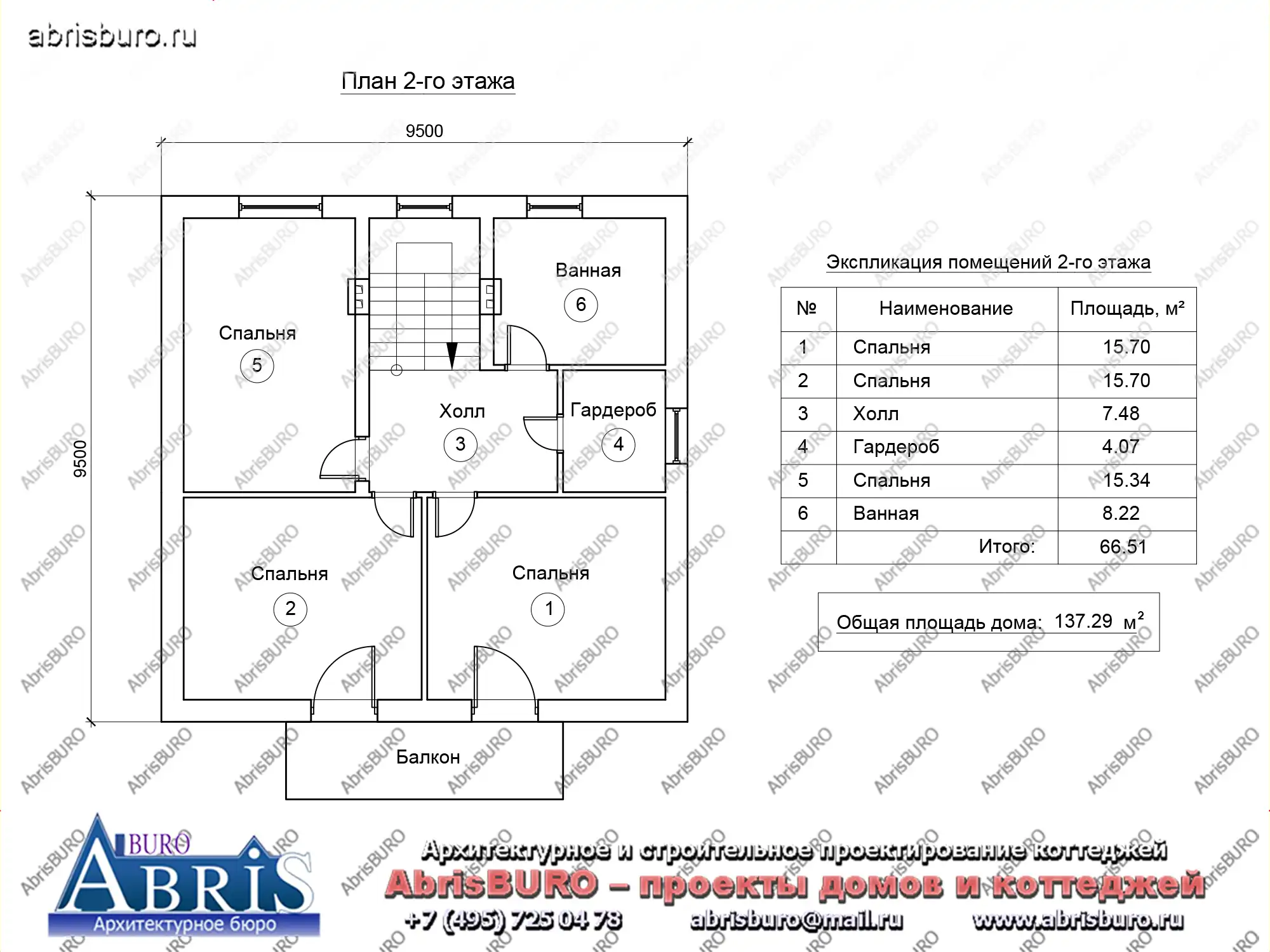 План 2-го этажа коттеджа