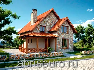 K1275-147 Проект коттеджа со вторым мансардным этажом, террасой и 4 спальнями