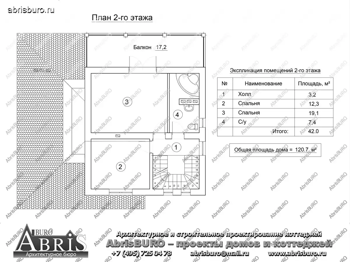 План 2-го этажа коттеджа