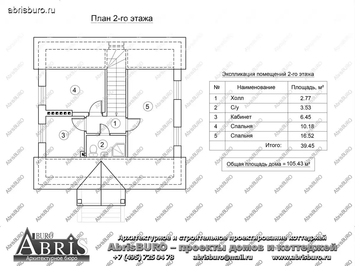 План 2-го этажа коттеджа