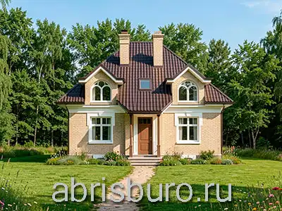 K1283-145 Проект коттеджа со вторым мансардным этажом, четырехскатной крышей и 5 спальнями