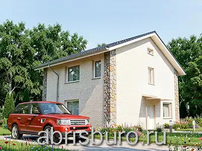 K1284-138 Проект простого прямоугольного двухэтажного коттеджа с 2 спальнями