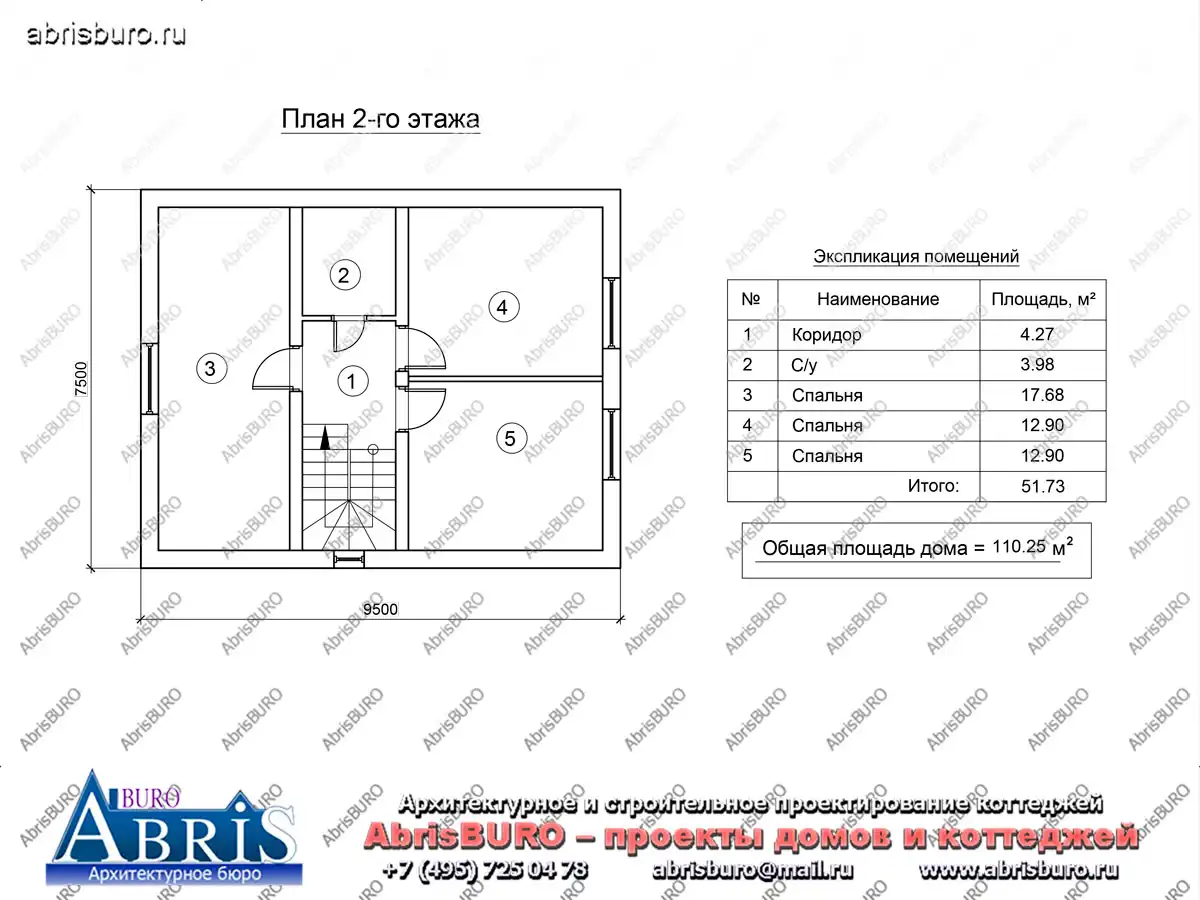 План 2-го этажа коттеджа