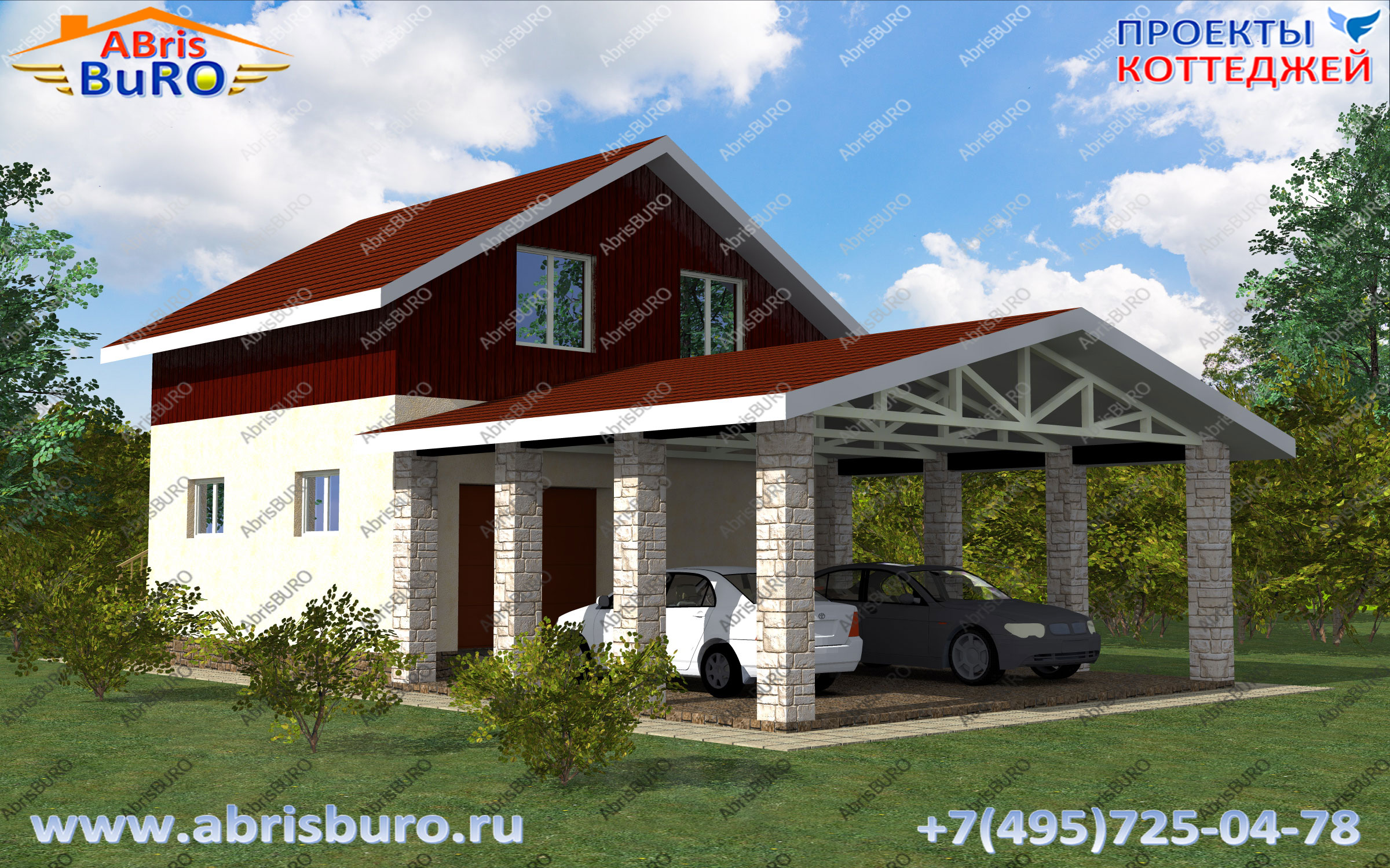 K0192-94 Проект гостевого дома с гаражом www.abrisburo.ru
