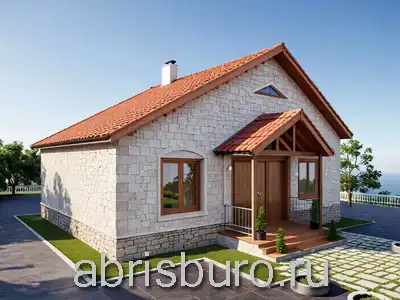 K0209-66 Проект одноэтажного дома с двумя спальнями, крыльцом и двухскатной крышей общей площадь 66,31 кв.м. и габаритными размерами 9,66 х 9,2 м.