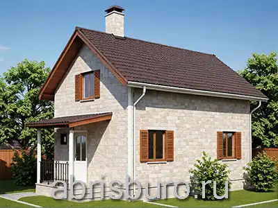 K0211-85 Проект компактного коттеджа с вторым мансардным этажом, тремя спальнями и щипцовой крышей. Общая площадь дома 85,21 кв.м., габаритные размеры 6,0 х 8,5 м.