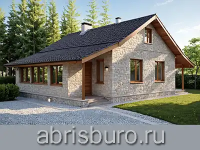 K0220-84 Проект частного одноэтажного дома с двумя спальнями, верандой и зимним садом общей площадь 84,35 кв.м. и габаритными размерами 12,83 х 9,895 м.