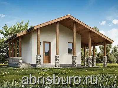 K0224-41 Готовый проект  хозблока с подвалом и щипцовой крышей общей площадью 41,25 м2 и габаритными размерами 6,0 х 5,5 м из газобетонных блоков