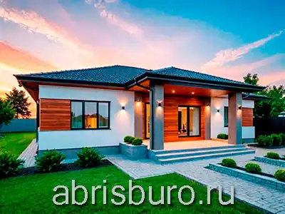 K0241-96 Проект одноэтажного коттеджа в современном стиле с 2 спальнями