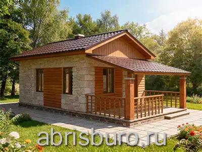 K0247-49 Проект одноэтажного коттеджа с 2 спальнями и крытой террасой