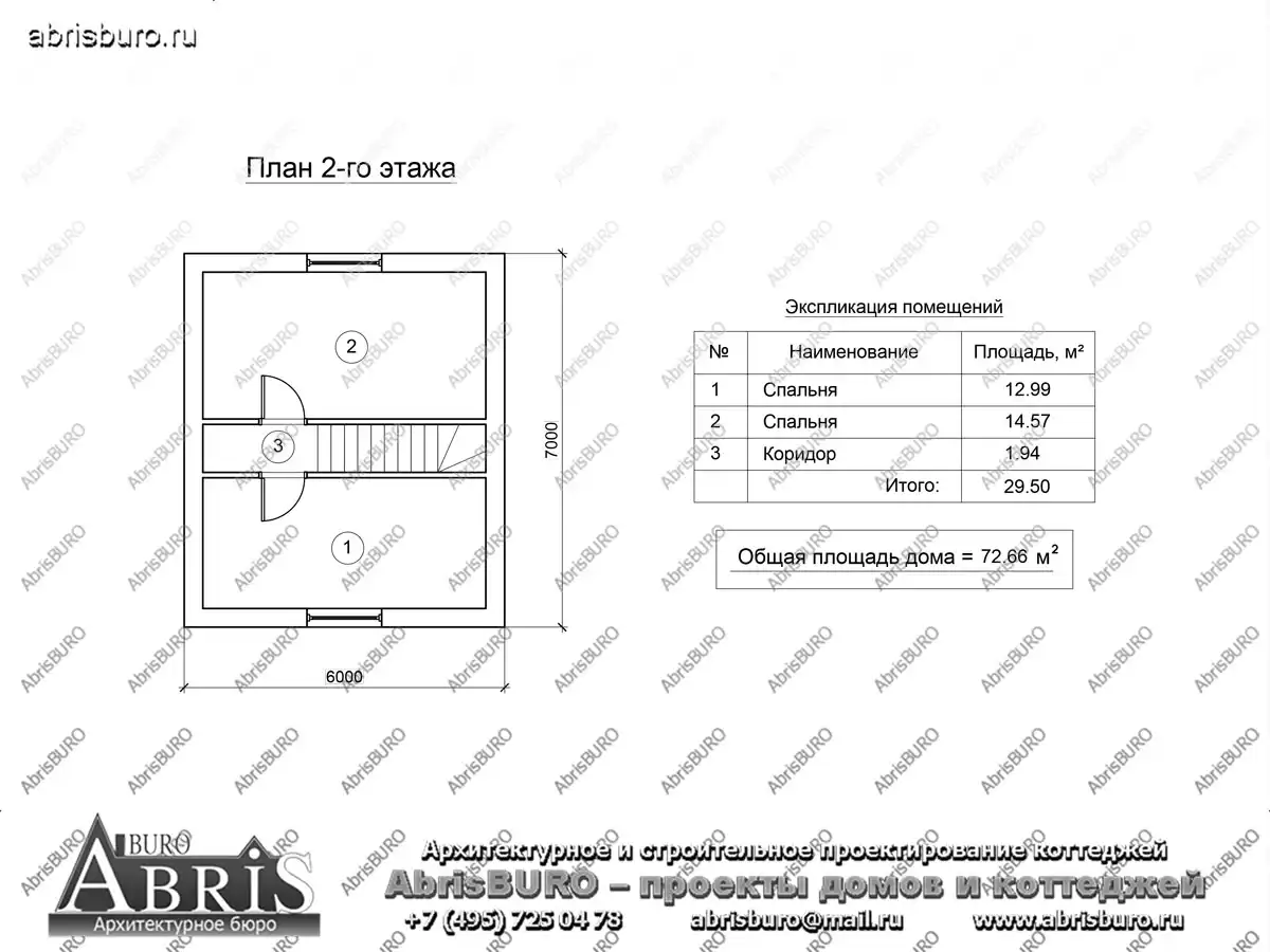 План 2-го этажа коттеджа