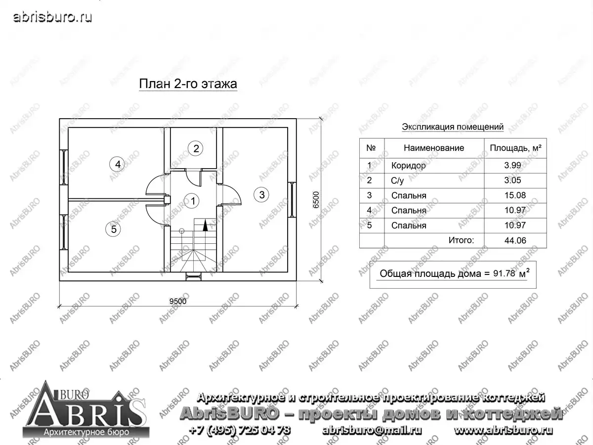 План 2-го этажа коттеджа