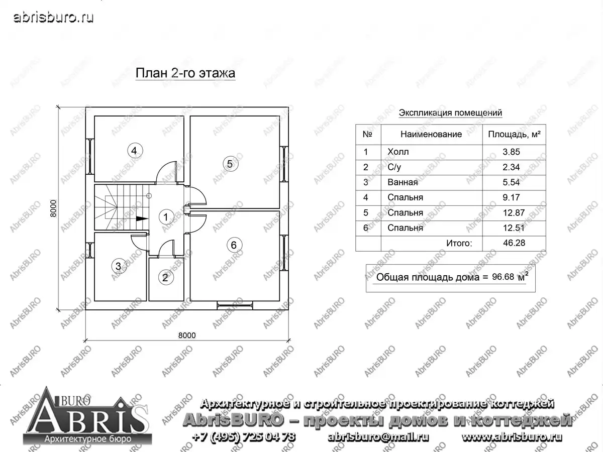 План 2-го этажа коттеджа