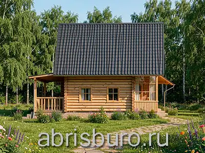 K0261-83: Проект деревянного дома с мансардой, верандой, террасой, печью и 2 спальнями