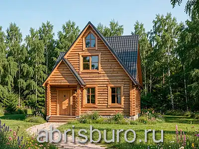 K0262-80: Проект компактного деревянного мансардного дома с верандой, кабинетом и 2 спальнями