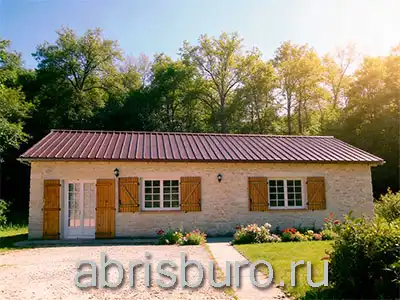 K0264-64 Проект одноэтажного коттеджа с 2 спальнями и двухскатной крышей из газобетонных блоков