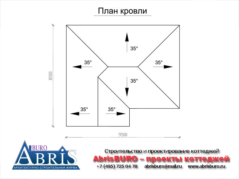 Как показать уклон крыши на плане