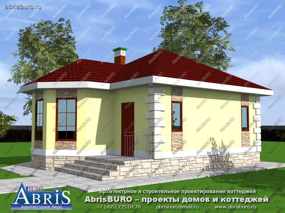 Популярный проект дома К068-43 на сайте архитектурной фирмы AbrisBURO.ru - ПРОЕКТЫ КОТТЕДЖЕЙ