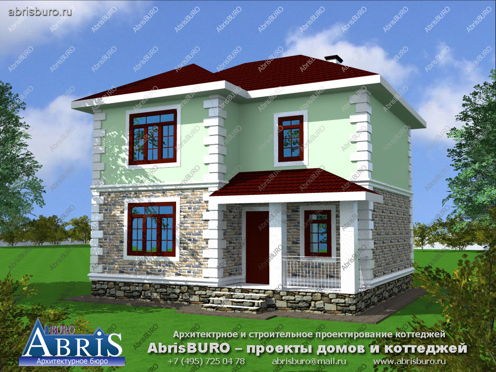Популярный проект дома К095-99 на сайте архитектурной фирмы AbrisBURO.ru - ПРОЕКТЫ КОТТЕДЖЕЙ