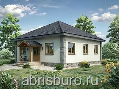 Проект одноэтажного кирпичного дома-бани K002-90 с габаритными размерами 10,3x10,6 м, общей площадью 90,6 м2