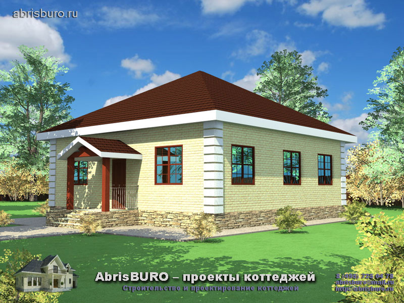 Проект одноэтажного кирпичного дома-бани K002-90