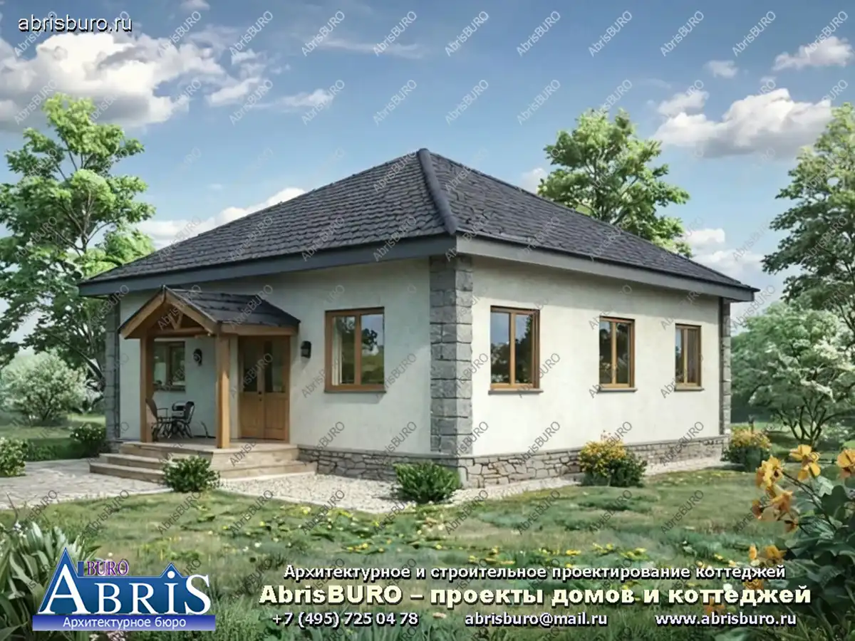 Проект одноэтажного кирпичного дома-бани K002-90