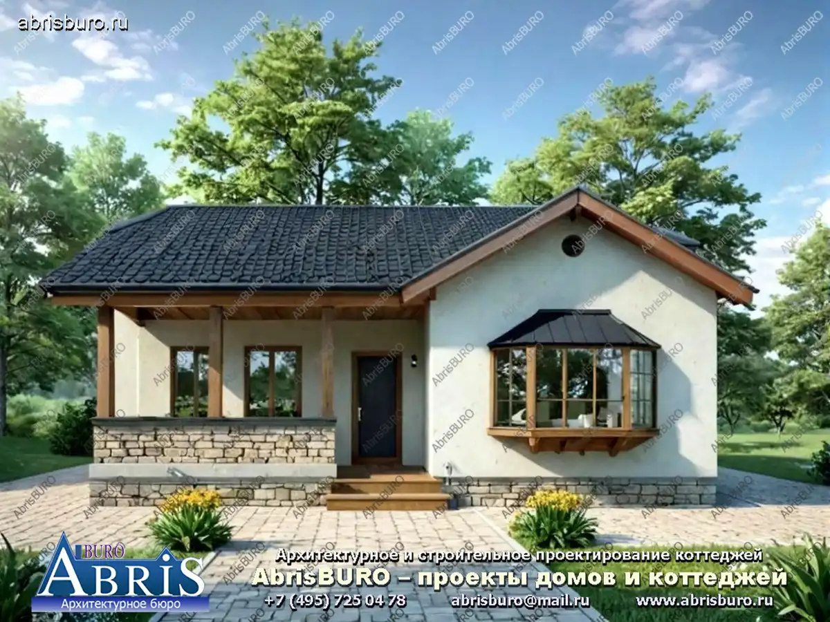 Проект одноэтажного коттеджа K004-99 с террасой