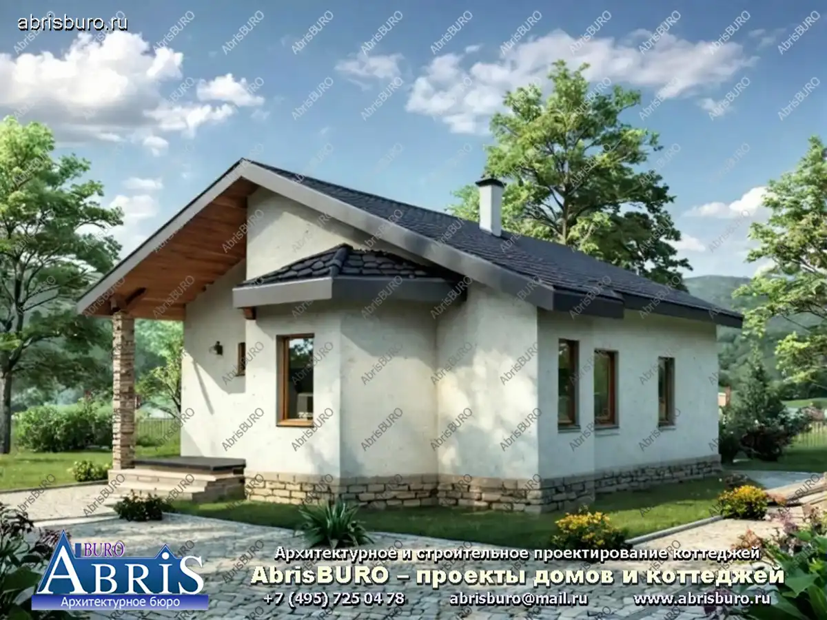 Проект бани с комнатой отдыха и террасой K006-87