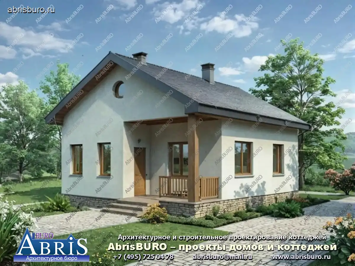 Проект 1-но этажного дома-бани из кирпича K007-58