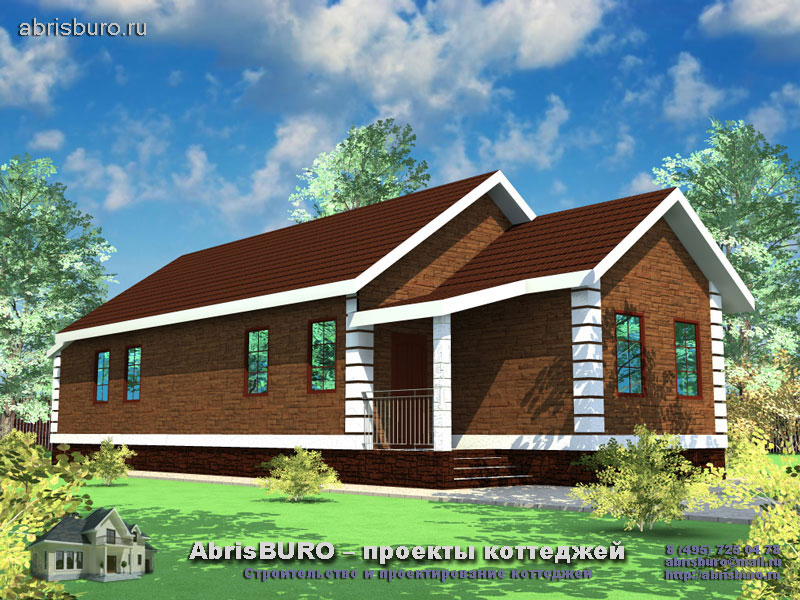 Проект одноэтажного дома для узкого учкастка K010-68