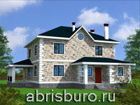 Проект двухэтажного кирпичного дома с террасой K1525-190 с габаритными размерами 12,2х12,9 м, общей площадью 190,8 м2