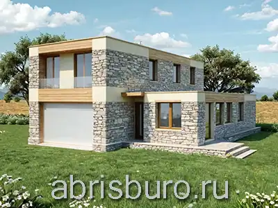 K1666-182 Проект коттеджа с вторым мансардным этажом и террасой сзади дома общей площадью 160,3 м2