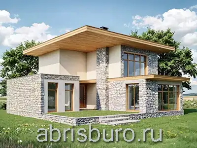 K1667-151 Проект двухэтажного дома в современном стиле с террасой общей площадью 151,46 м2