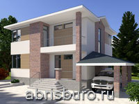 K1668-152 Проект дома в современном стиле с террасой и двумя балконами и крытой парковкой для авто общей площадью 151,8 м2 и размерами 10,2 х 10,5 м.