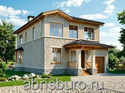 K1676-186 Проект двухэтажного загородного дома с эркером, гаражом и террасой общей площадью 185,9 м2