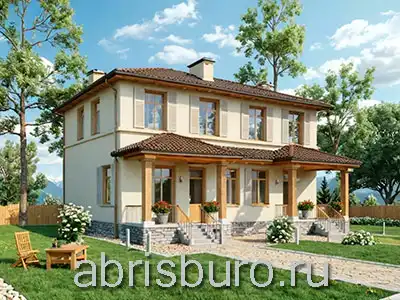 K1677-199 Проект двухэтажного сдвоенного дома на две семьи с террасой общей площадью 199,2 м2