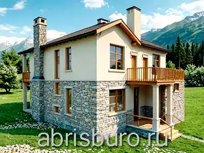 K1680-180 Проект 2-х этажного коттеджа с сауной, балконами и террасой общей площадью 179,8 м2